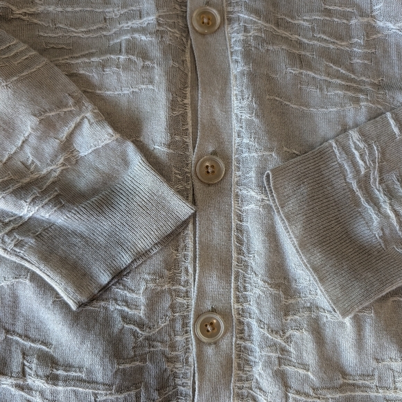 John Varvatos Cashmere Silk Long Sleeve V Neck Lightweight Textured Cardigan M - Picture 8 of 12